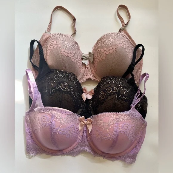 DKNY Lace Bra Set - Pink, Black, Lavender - Picture 2 of 7